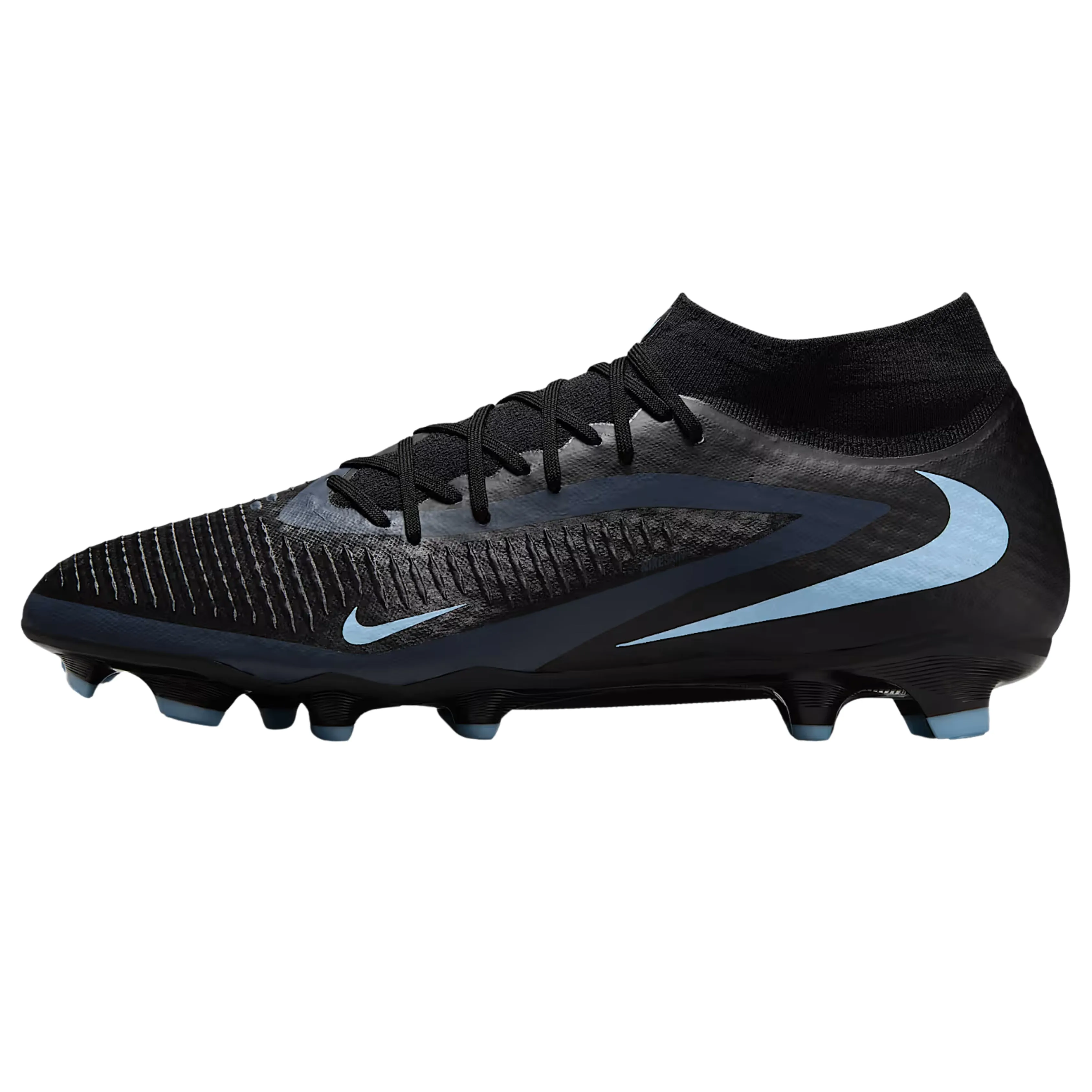 Nike Phantom GX 2 Academy High-Cut Firm Ground/Multiground Soccer Cleats (Black/Black) Performance Boost