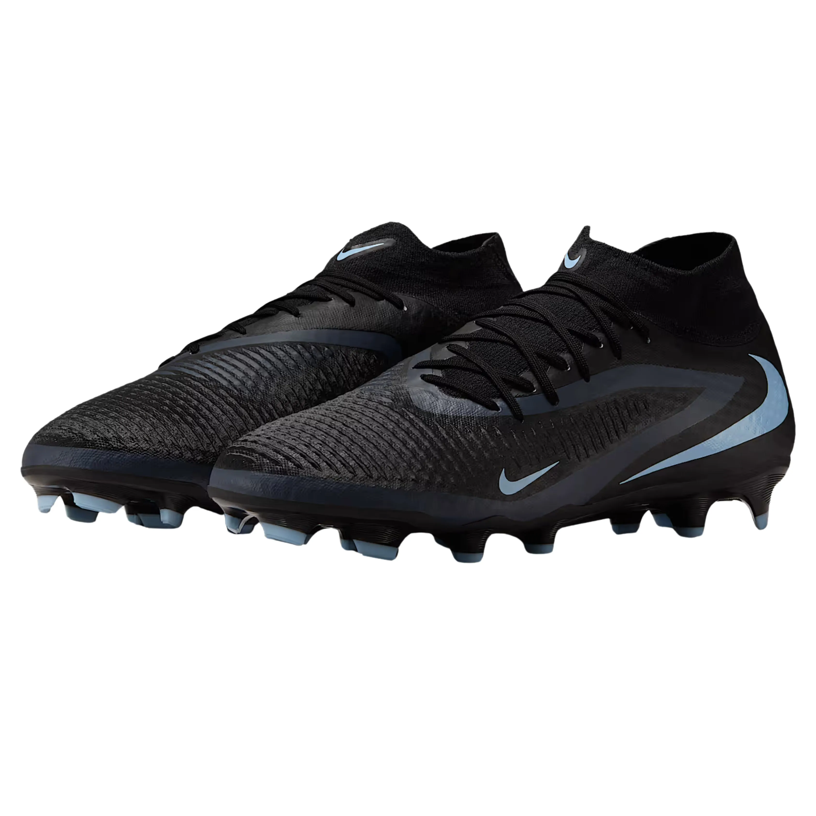 Fast Control Nike Phantom GX 2 Academy High-Cut Firm Ground/Multiground Soccer Cleats (Black/Black)