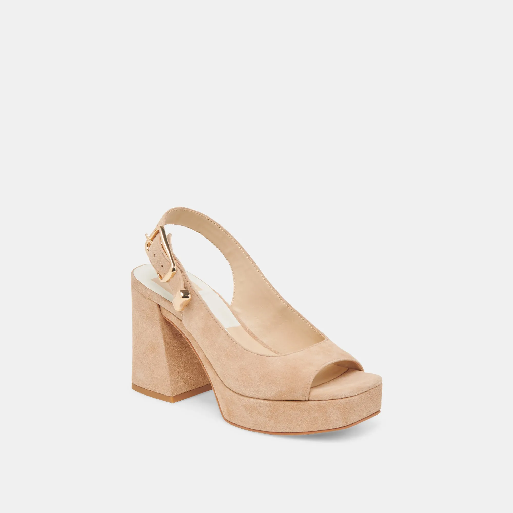 FLORES HEELS BAMBOO SUEDE Crystal Heels