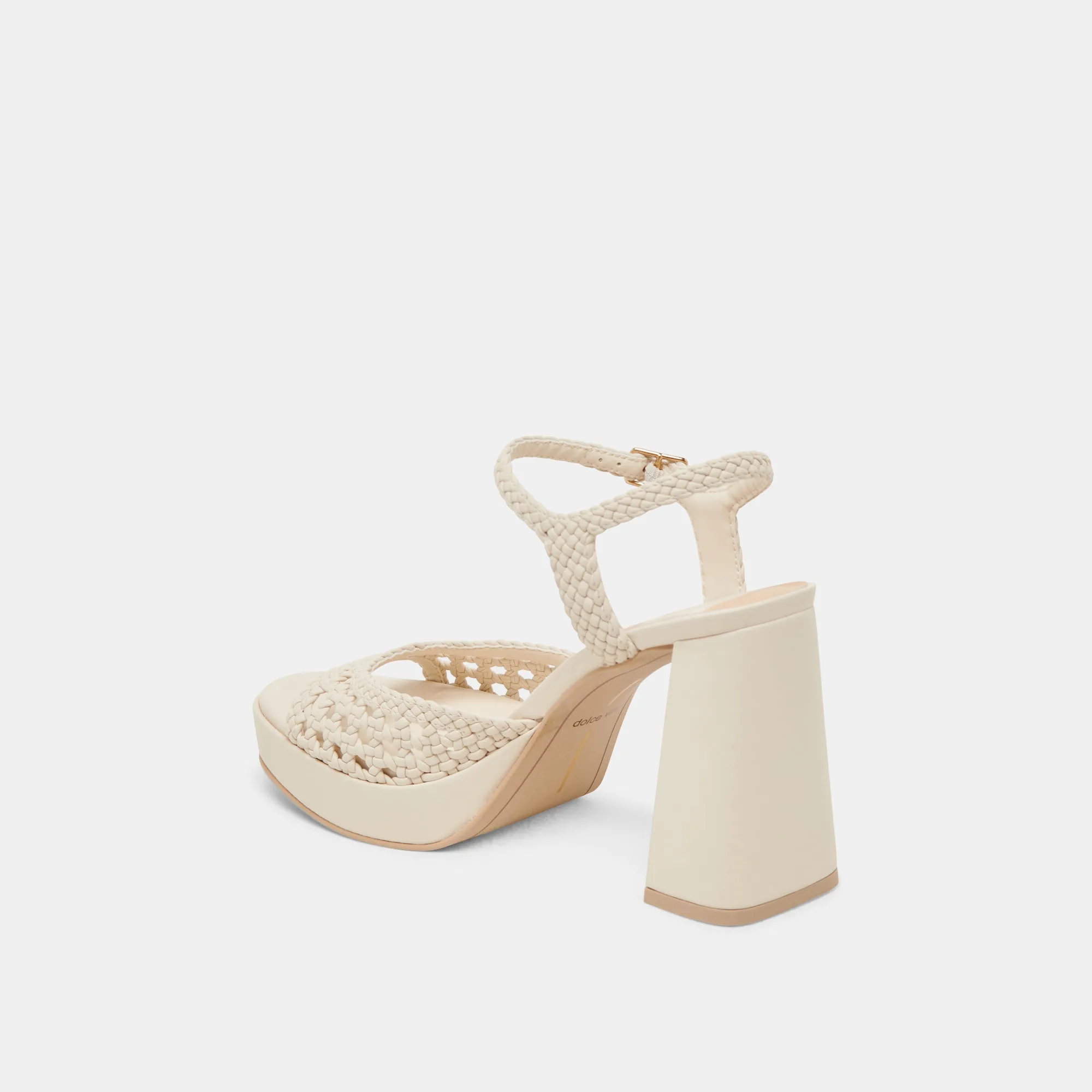 PEYTEN WIDE HEELS CREME WOVEN STELLA Boho Chic Heels Chic Wedding Sandals