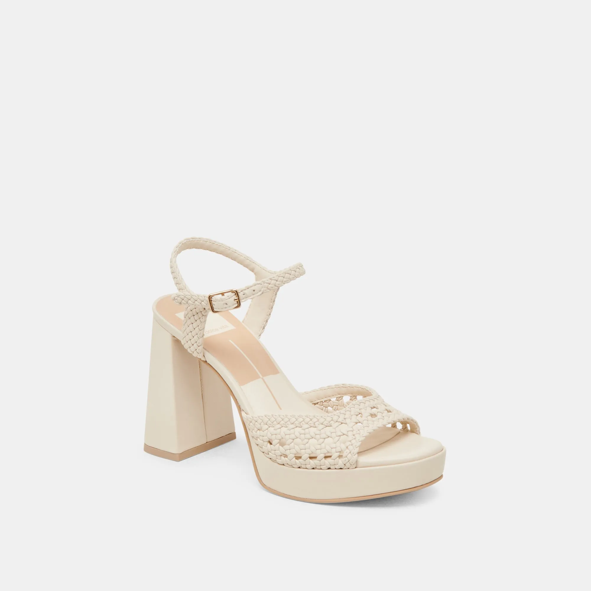 PEYTEN WIDE HEELS CREME WOVEN STELLA Bold Heel Boots