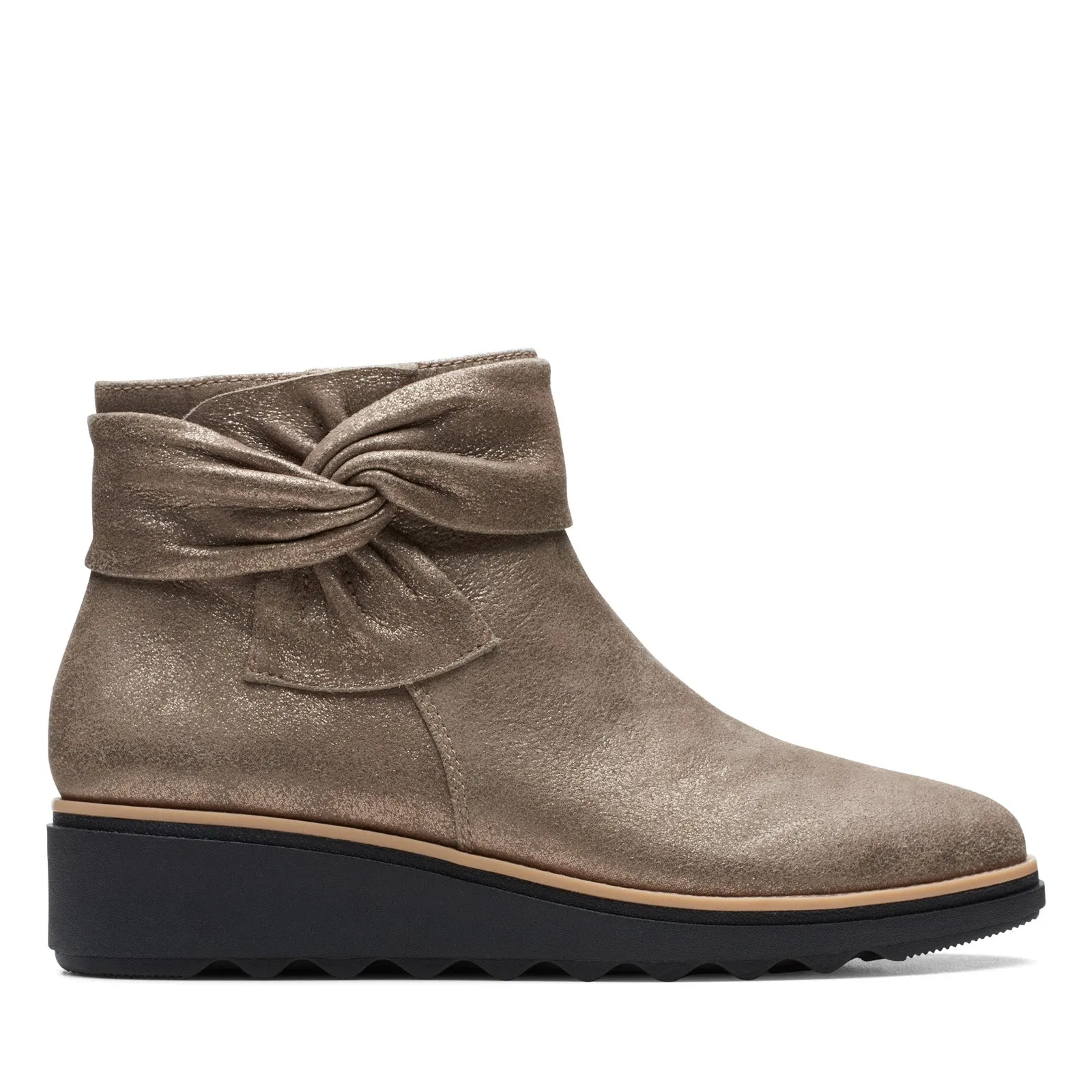 Clarks Sharon Salon 26147367 Womens Gray Leather Slip On Ankle & Booties Boots Active Wear