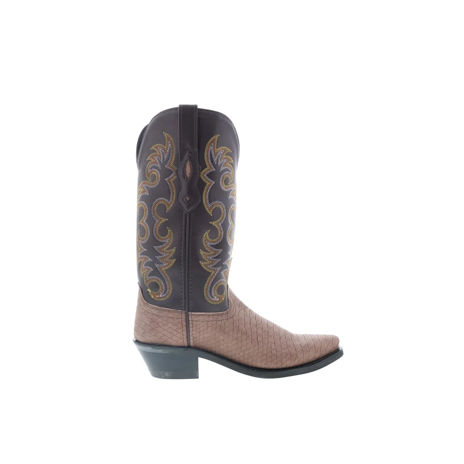 Low Profile Jama Old West LF2001 Womens Brown Leather Slip On Cowboy Western Boots