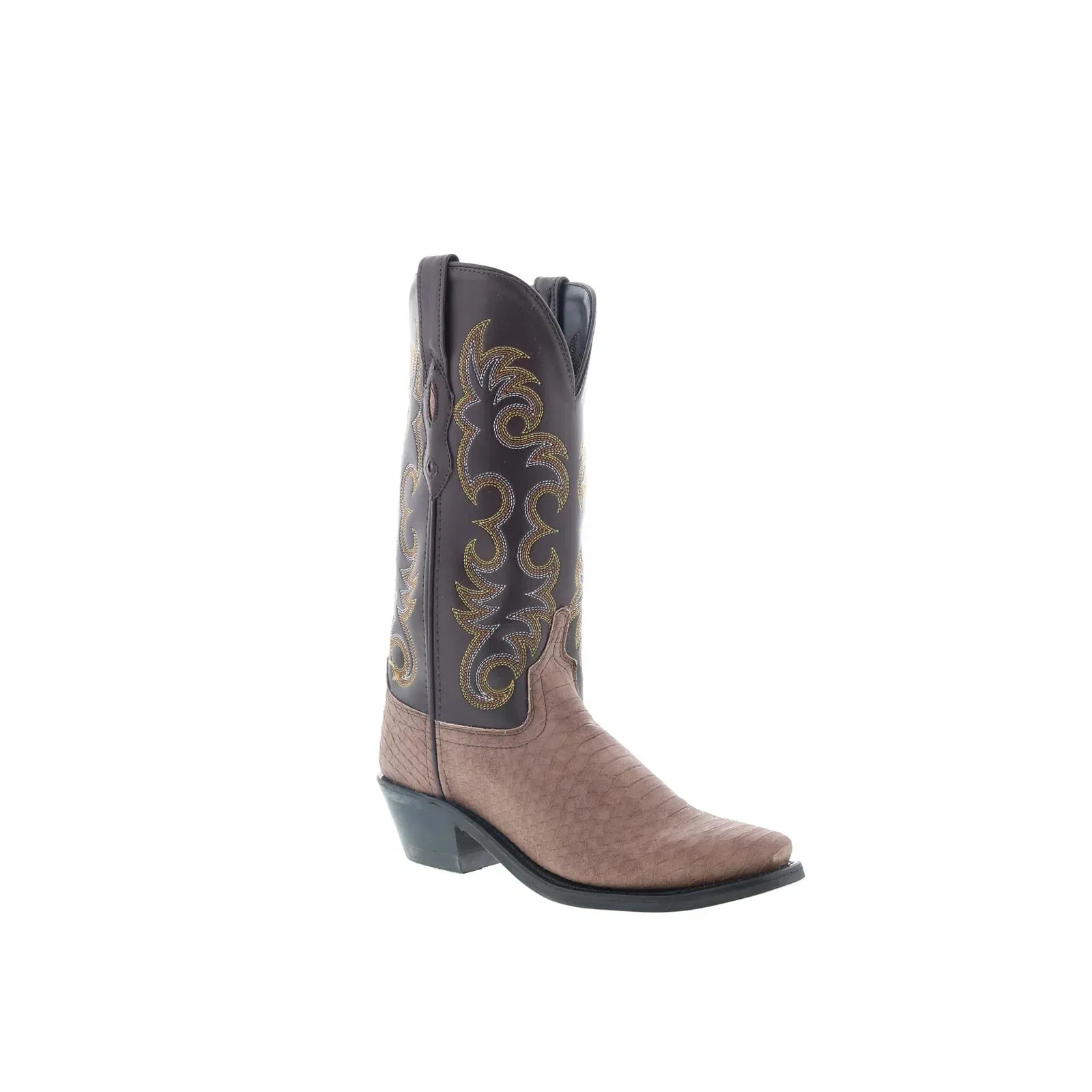Protective Sole Jama Old West LF2001 Womens Brown Leather Slip On Cowboy Western Boots