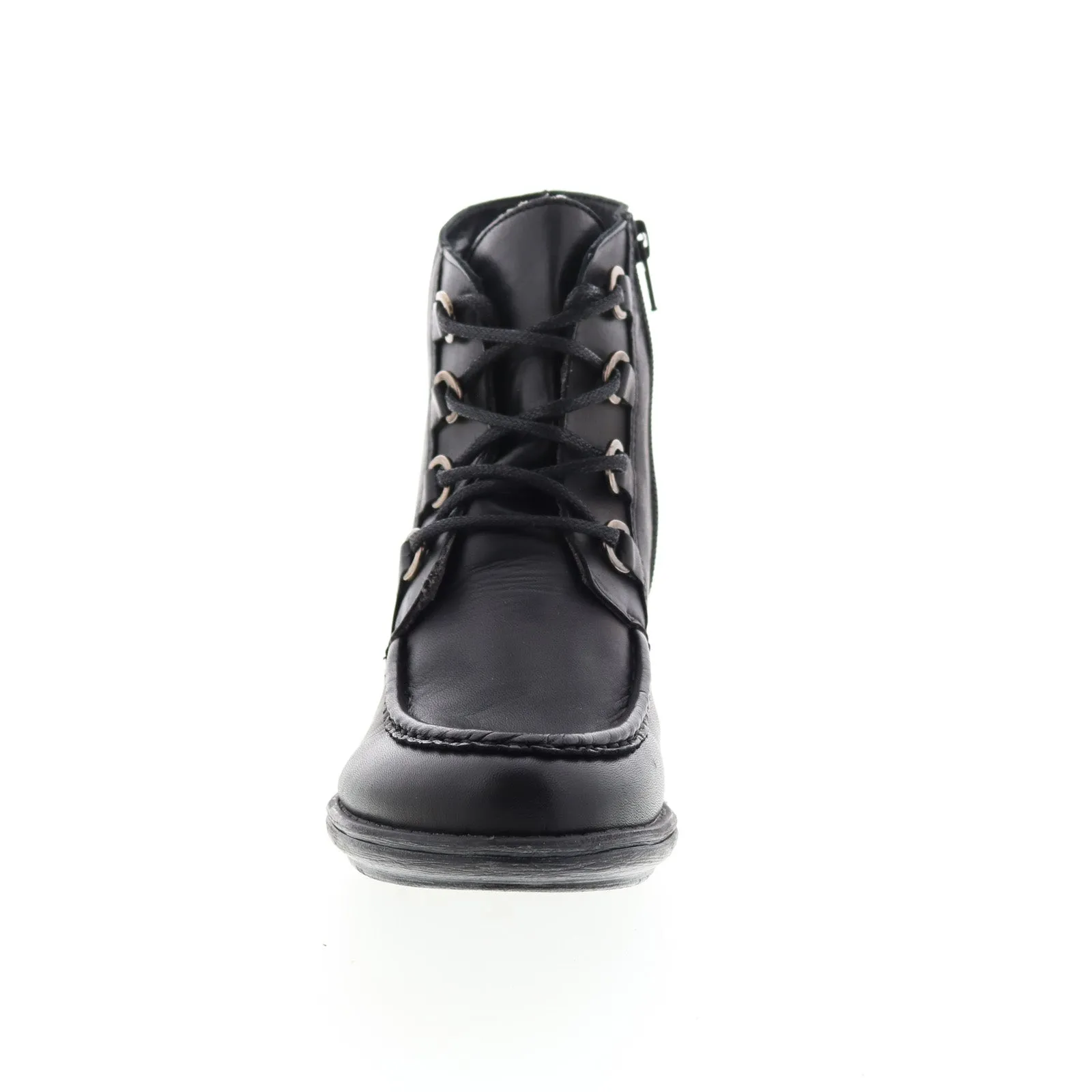 Cushioned Footbed Miz Mooz Granger Womens Black Leather Lace Up Ankle & Booties Boots