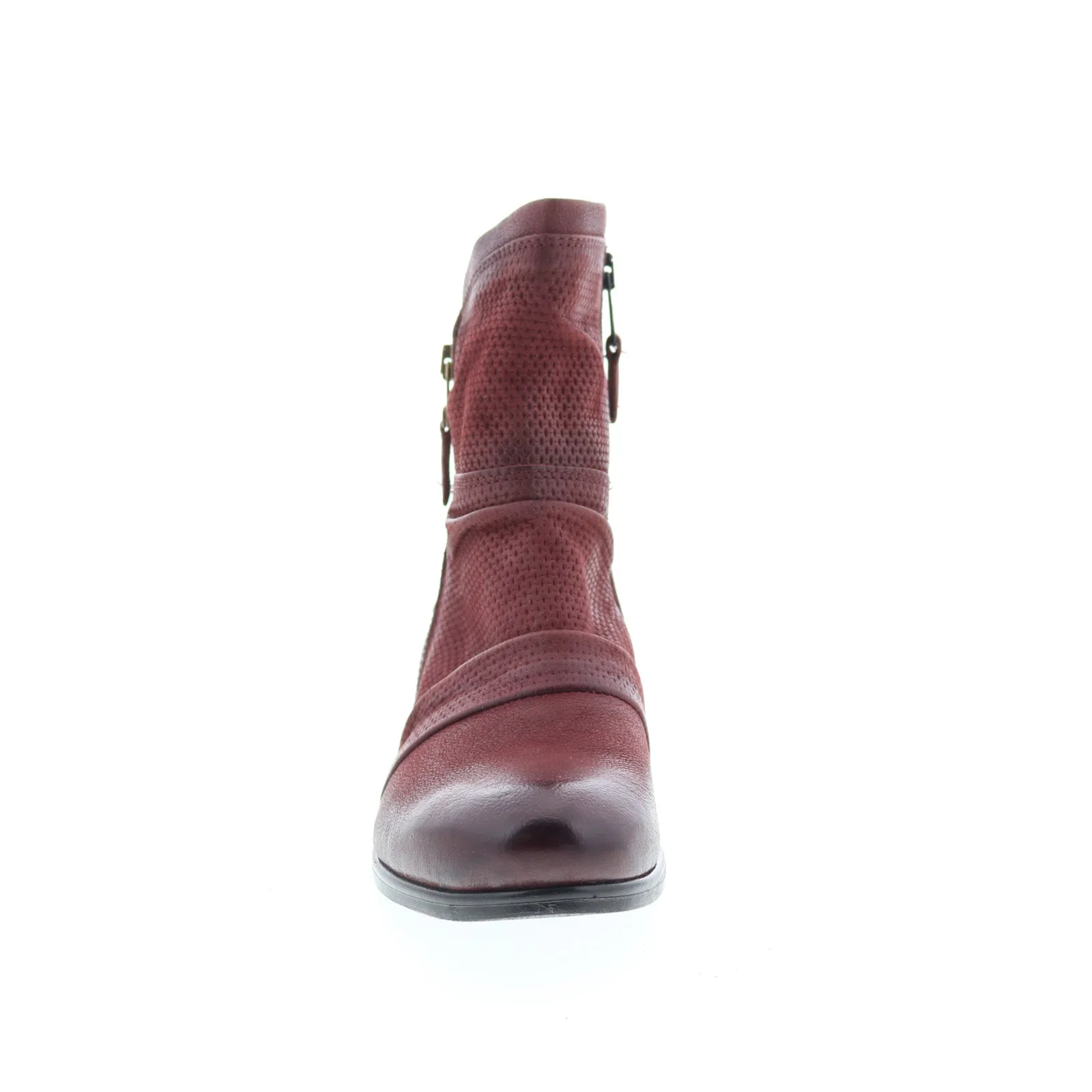 Miz Mooz Sandi Womens Burgundy Leather Zipper Casual Dress Boots Universal Style
