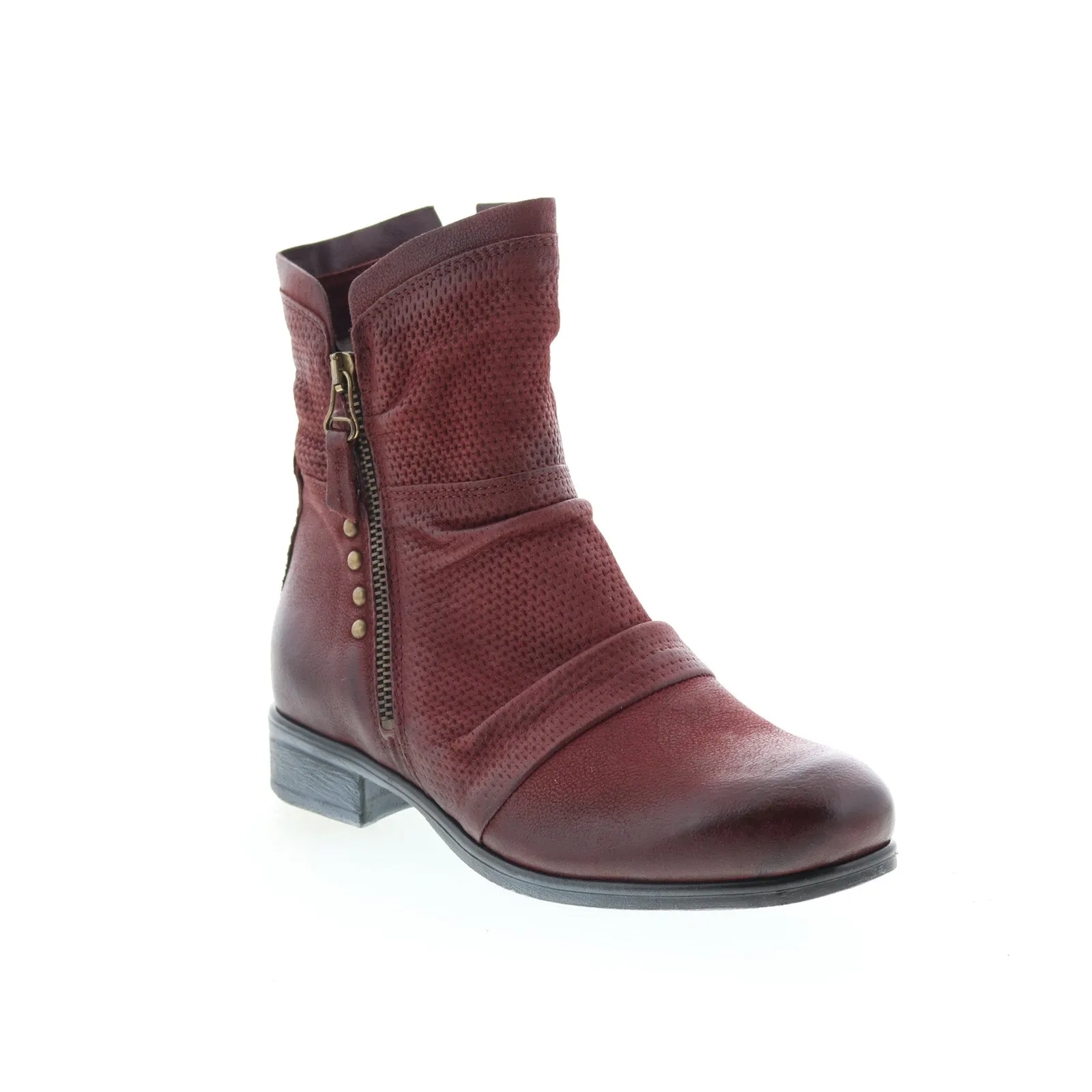 Stylish Appeal Party Occasion Miz Mooz Sandi Womens Burgundy Leather Zipper Casual Dress Boots