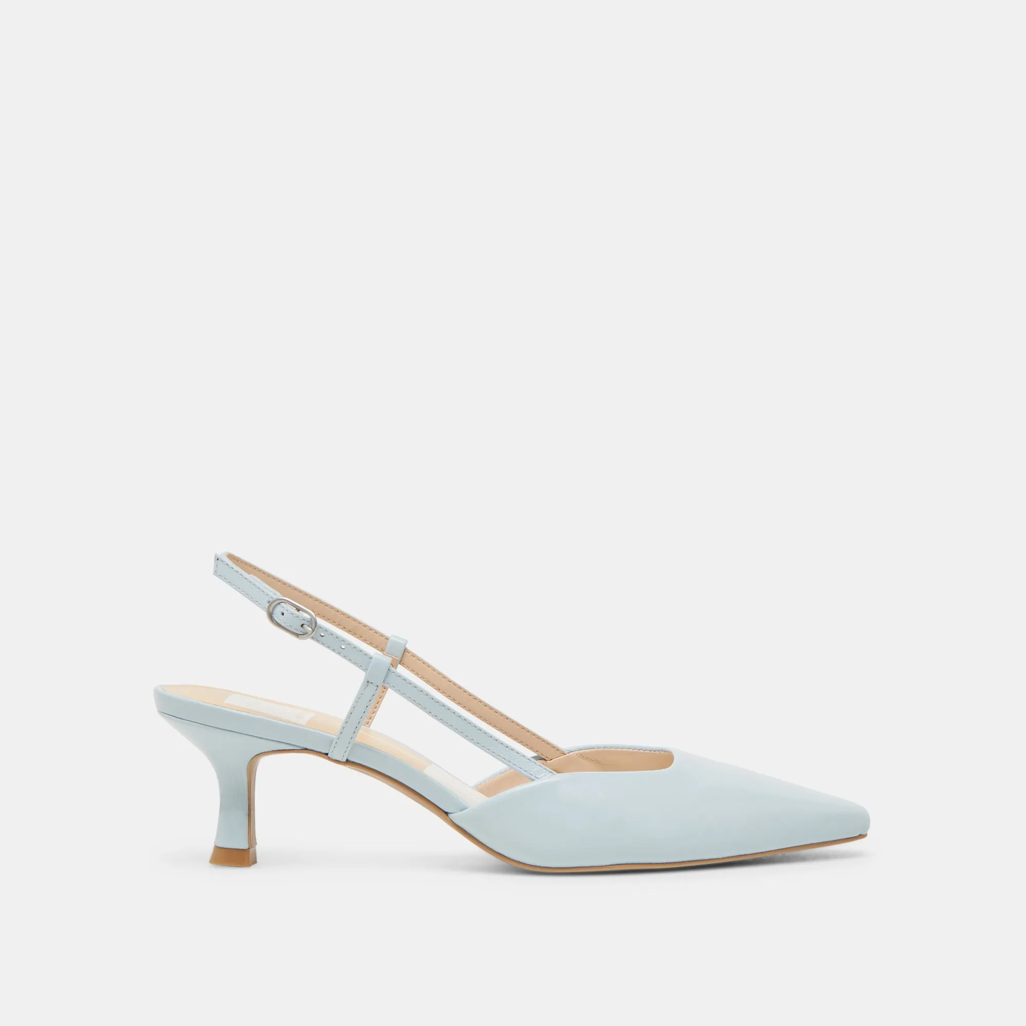 ODELA HEELS ICE BLUE LEATHER Comfortable ankle support Clear High Heels
