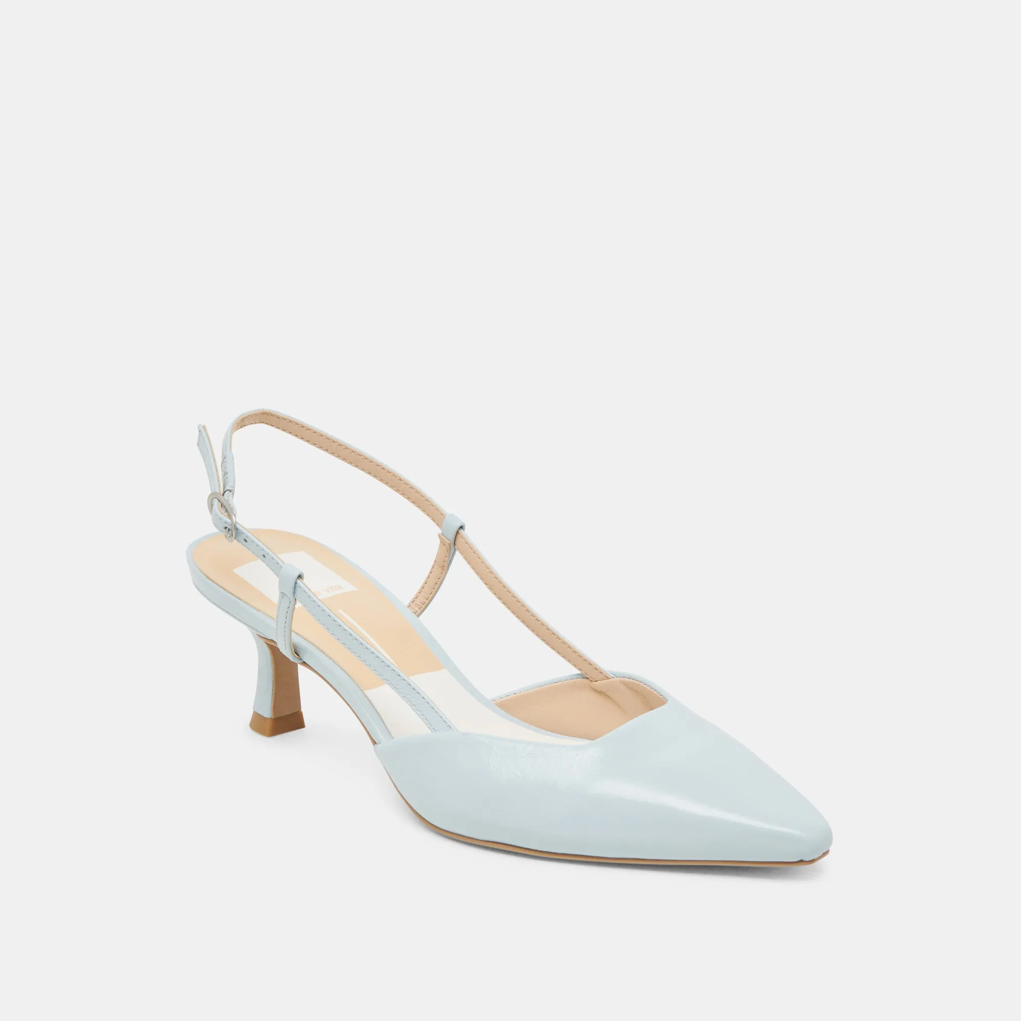 ODELA HEELS ICE BLUE LEATHER Comfortable Padding Special Occasion Heels