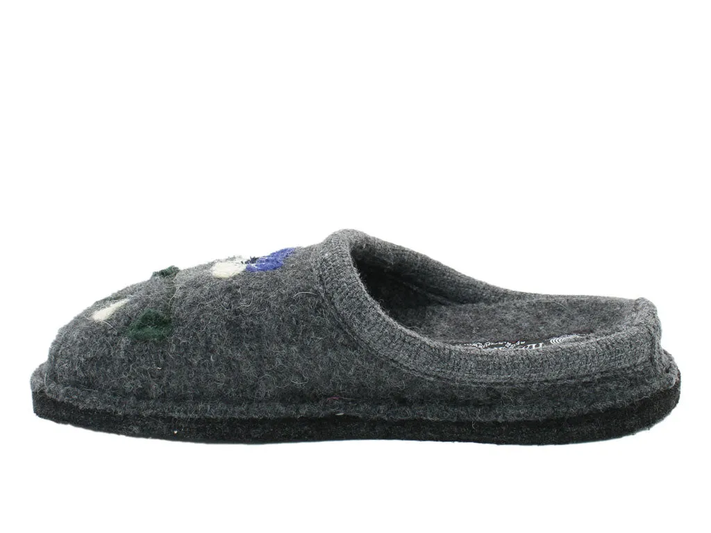 Supportive midsole Comfort Fit Socks Haflinger Slippers Flair Viola Anthracite