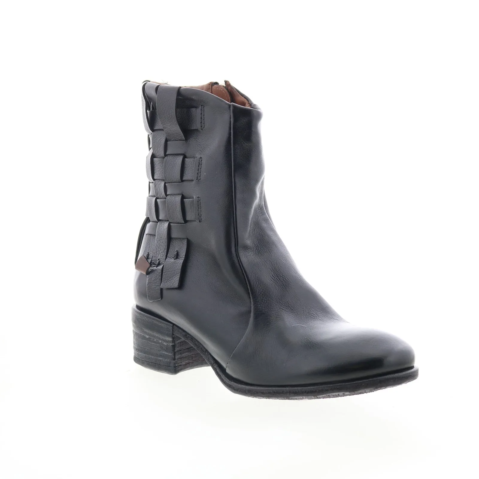 A.S. 98 Gerald Womens Black Leather Zipper Ankle & Booties Boots Soft Touch
