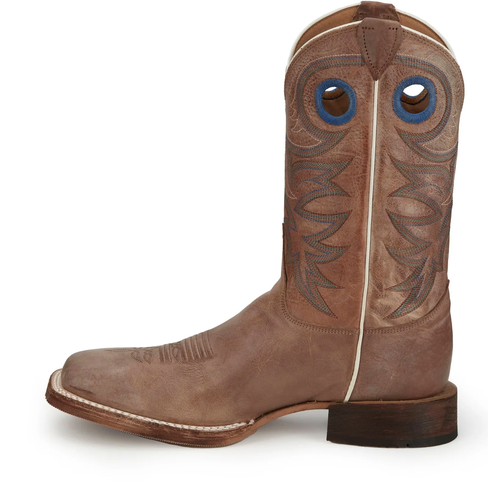 Justin Boots Caddo Square Toe Cowhide Mens Brown Wide Cowboy Western Boots Comfort Oriented