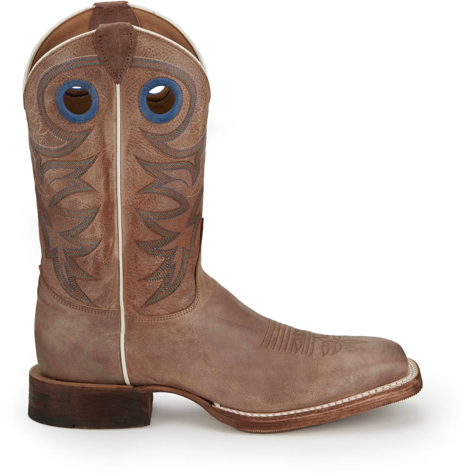 Justin Boots Caddo Square Toe Cowhide Mens Brown Wide Cowboy Western Boots Versatile Style