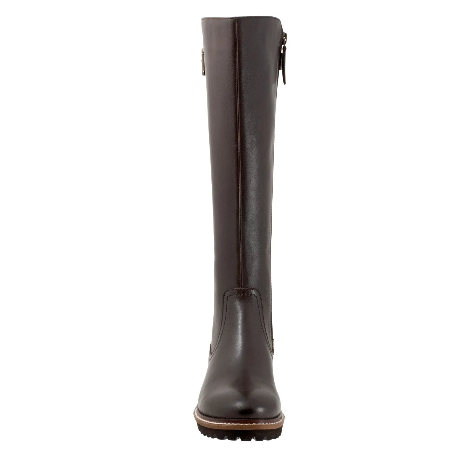 Softwalk Inara S2265-200 Womens Brown Wide Leather Knee High Boots Elastic Material Slim Profile