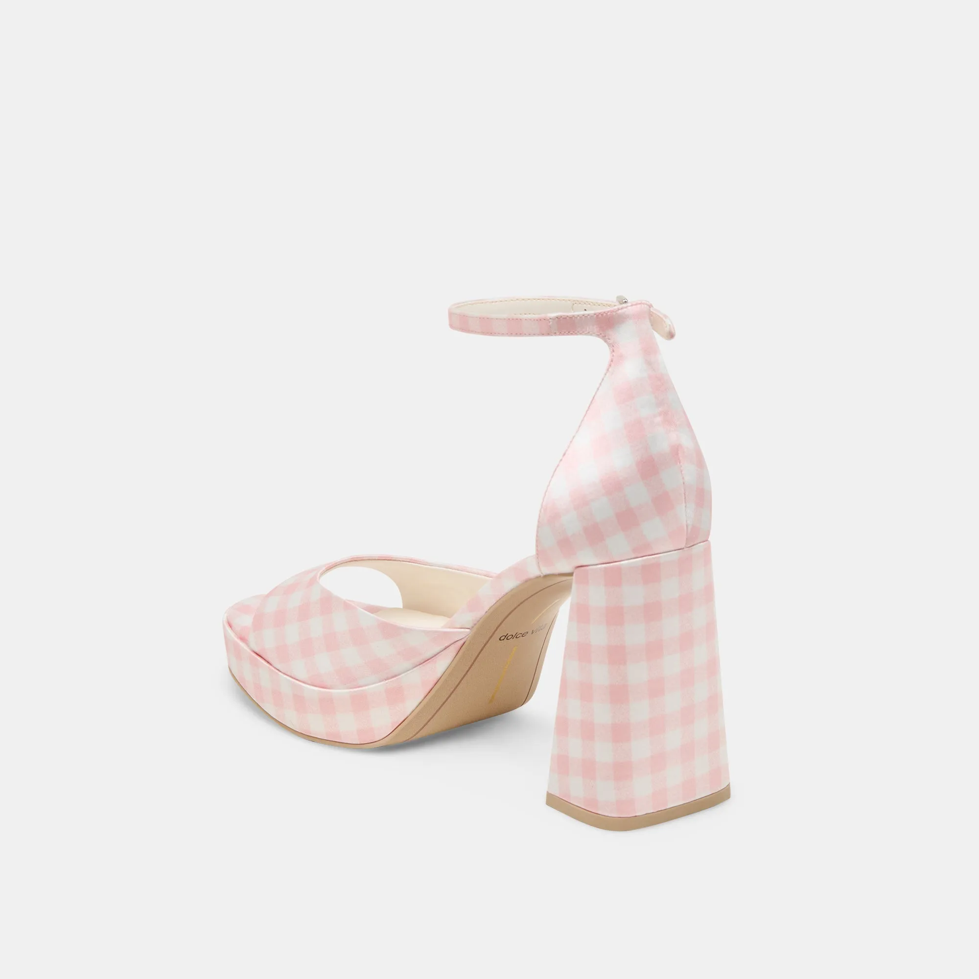 Narrow Fit PANDRO X BYRDIE GOLF WIDE HEELS PINK PLAID GINGHAM
