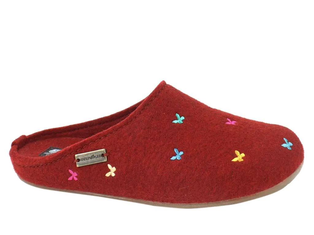 Cozy Step Footwear Haflinger Slippers Everest Butterflies Red