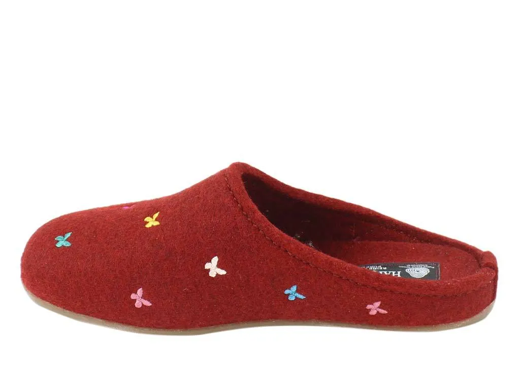 Haflinger Slippers Everest Butterflies Red Simple Travel Fit Chill Fit