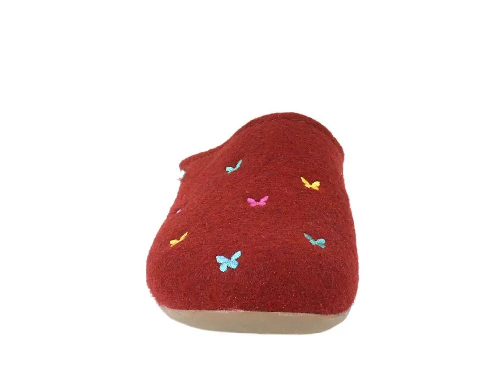 Cushioned Footwear Haflinger Slippers Everest Butterflies Red