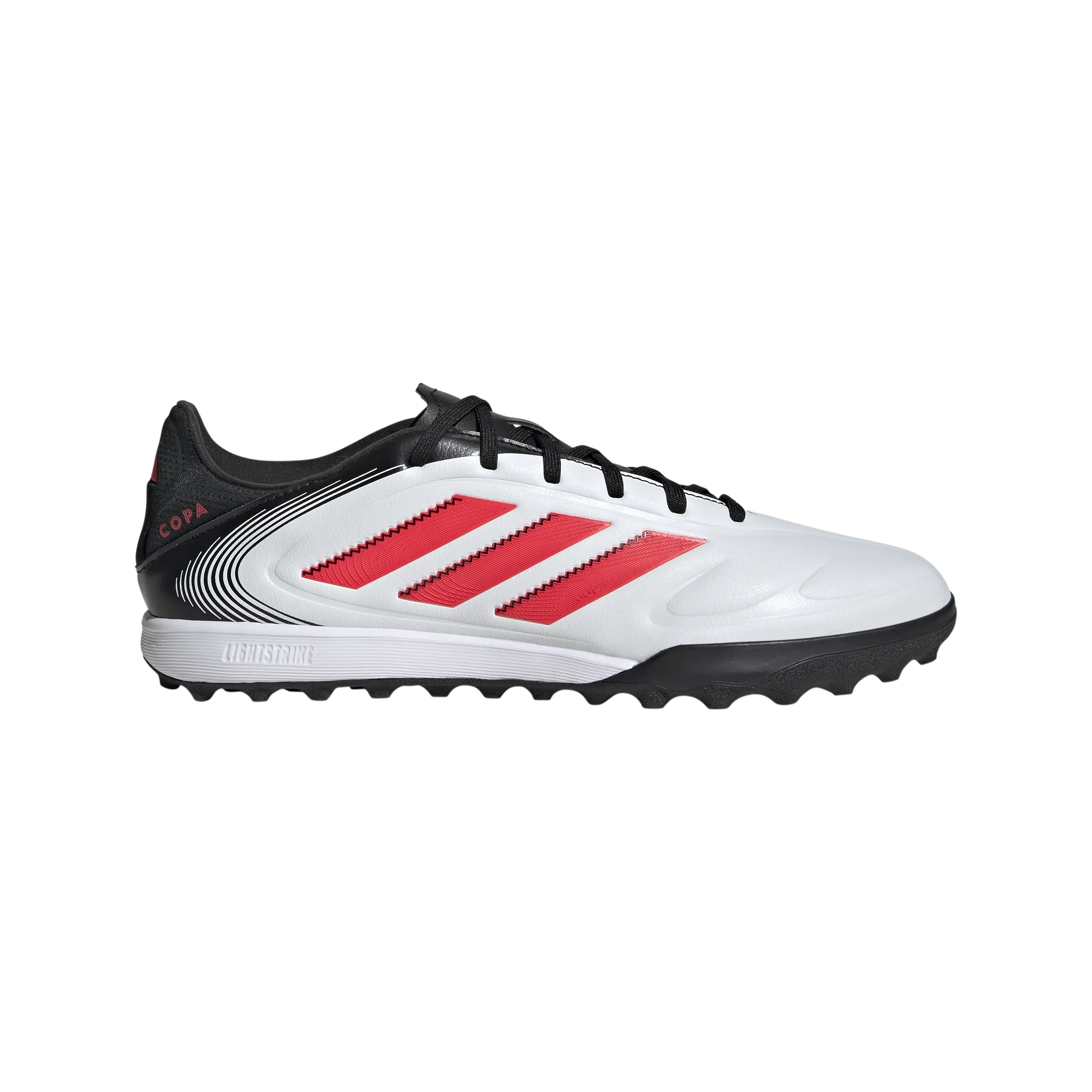walkers' stability Secure look Adidas Copa Pure 3 League TF Turf Football Shoes (Cloud White/Lucid Red/Core Black)