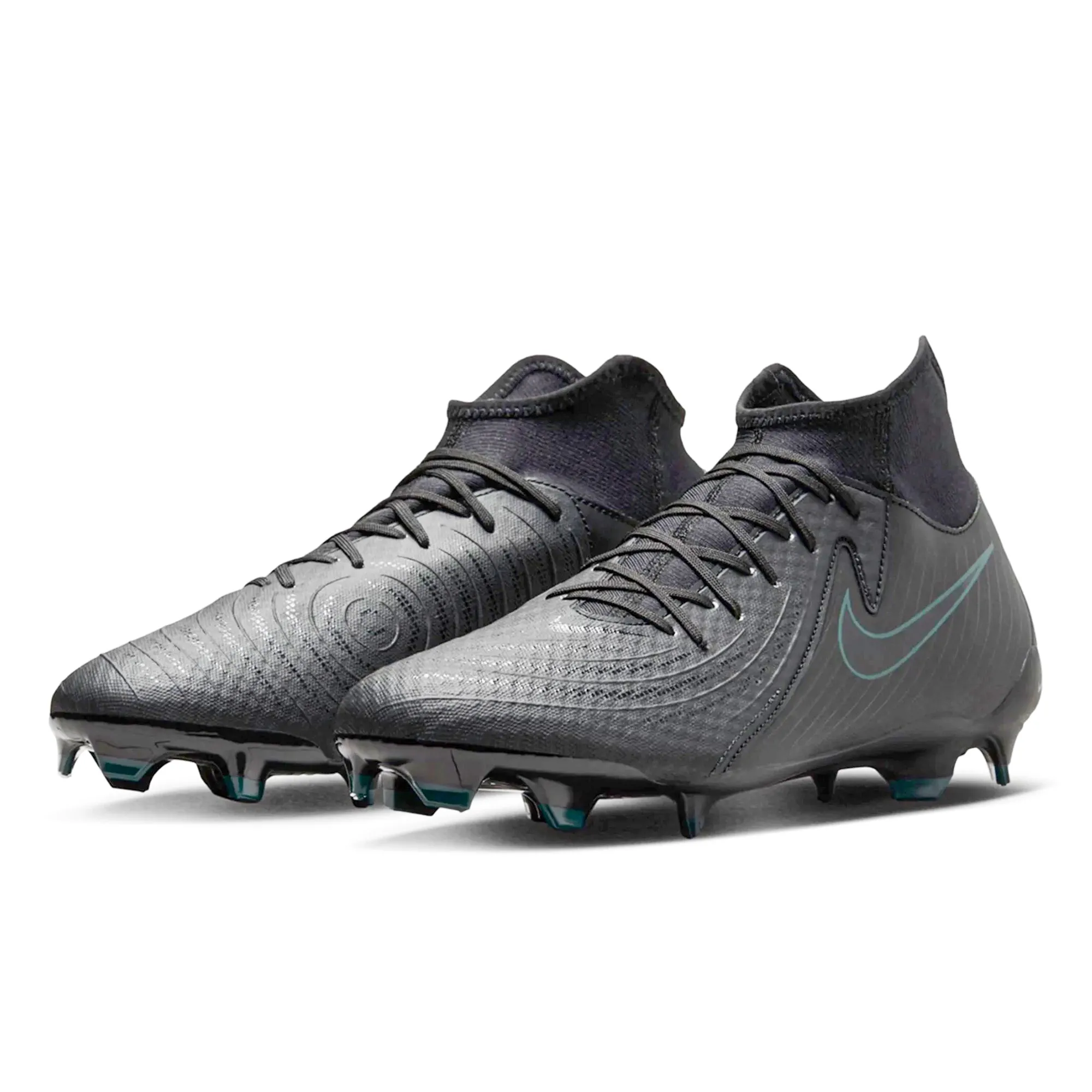 High Abrasion Wind Support Nike Phantom Luna II Academy FG/MG Soccer Cleats (Black/Black-Deep Jungle)