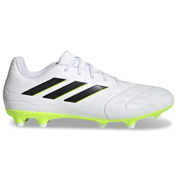adidas Copa Pure.3 Firm Ground Soccer Cleats (White/Lucid Lemon) Agile Moves Support frame