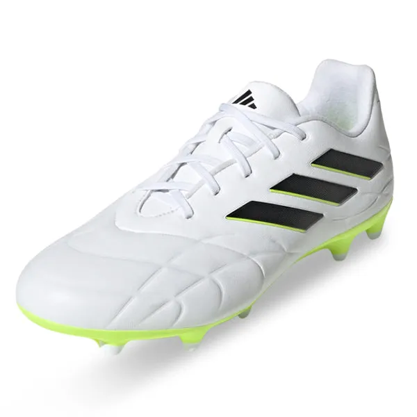 Game Routine adidas Copa Pure.3 Firm Ground Soccer Cleats (White/Lucid Lemon)