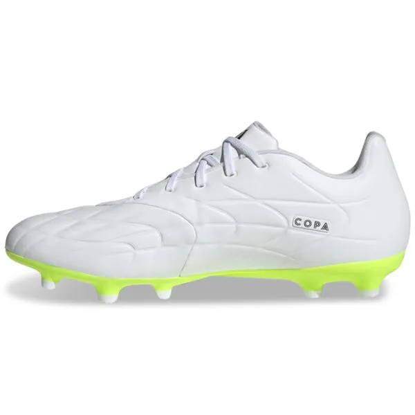 adidas Copa Pure.3 Firm Ground Soccer Cleats (White/Lucid Lemon) Match Equipment slip-resistant