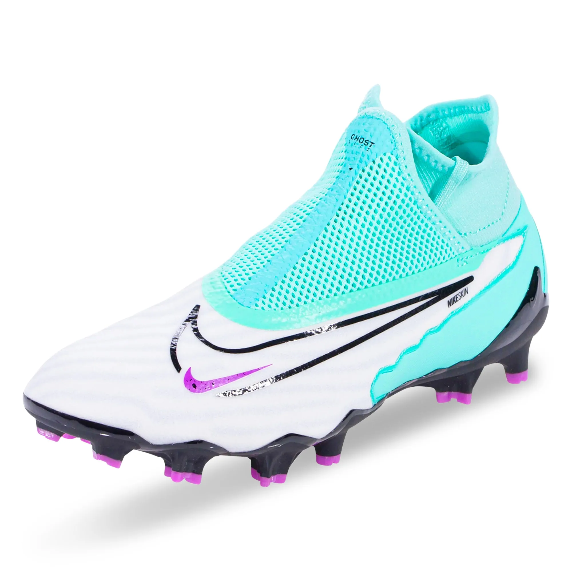 Midfoot Lock Nike Phantom GX Pro DF Firm Ground Soccer Cleats (Hyer Turquoise/Fuchsia Dream)