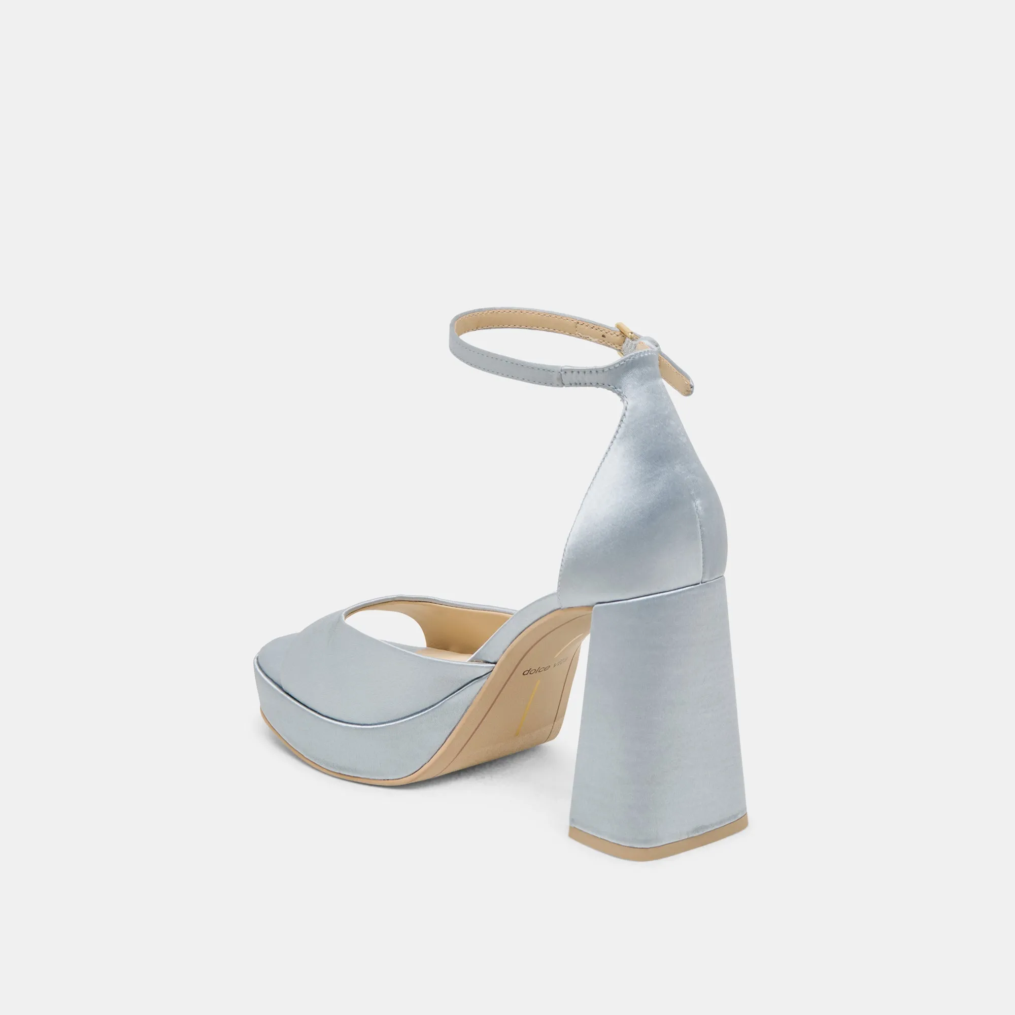 Breathable PANDRO HEELS LIGHT BLUE SATIN