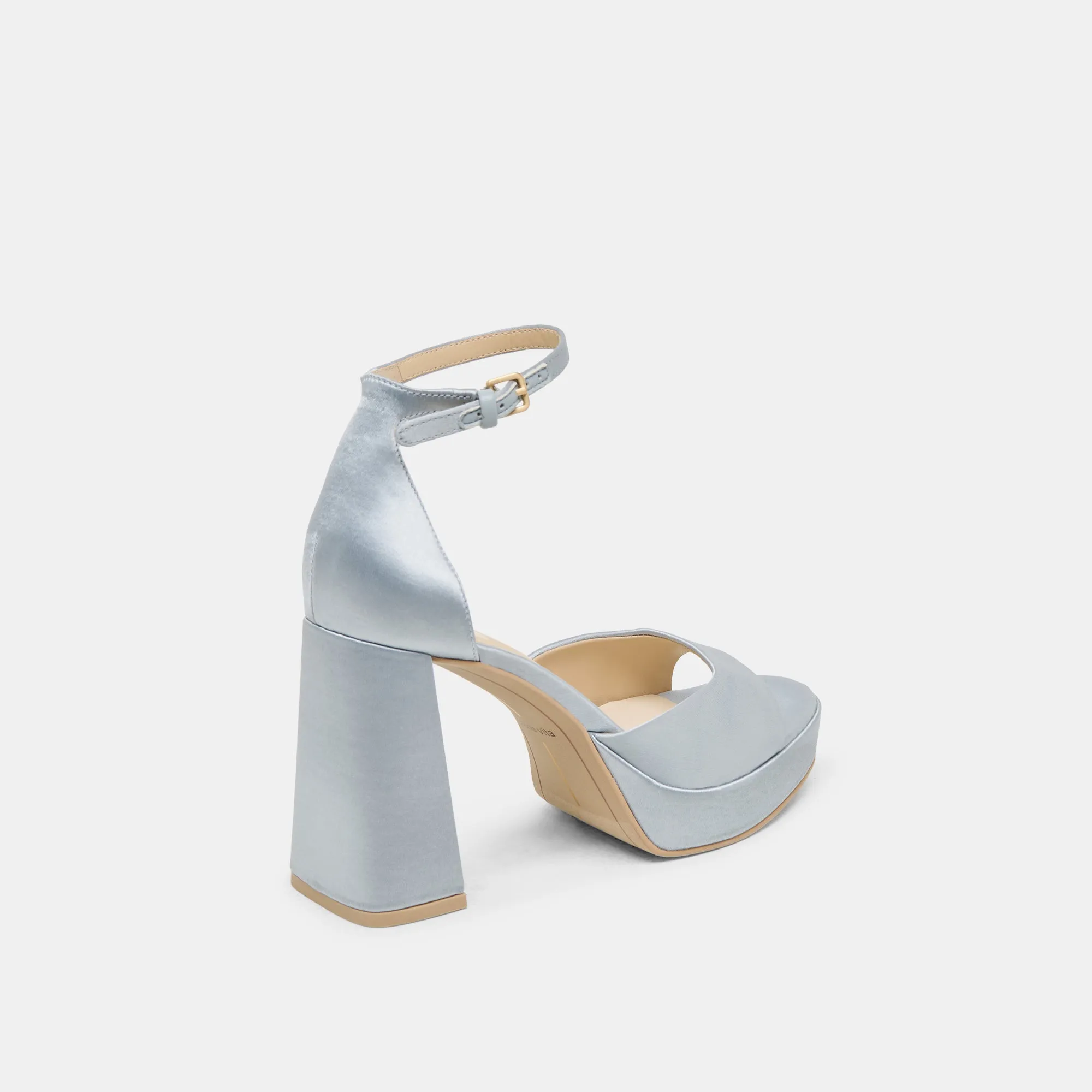 Chic Heeled Booties PANDRO HEELS LIGHT BLUE SATIN