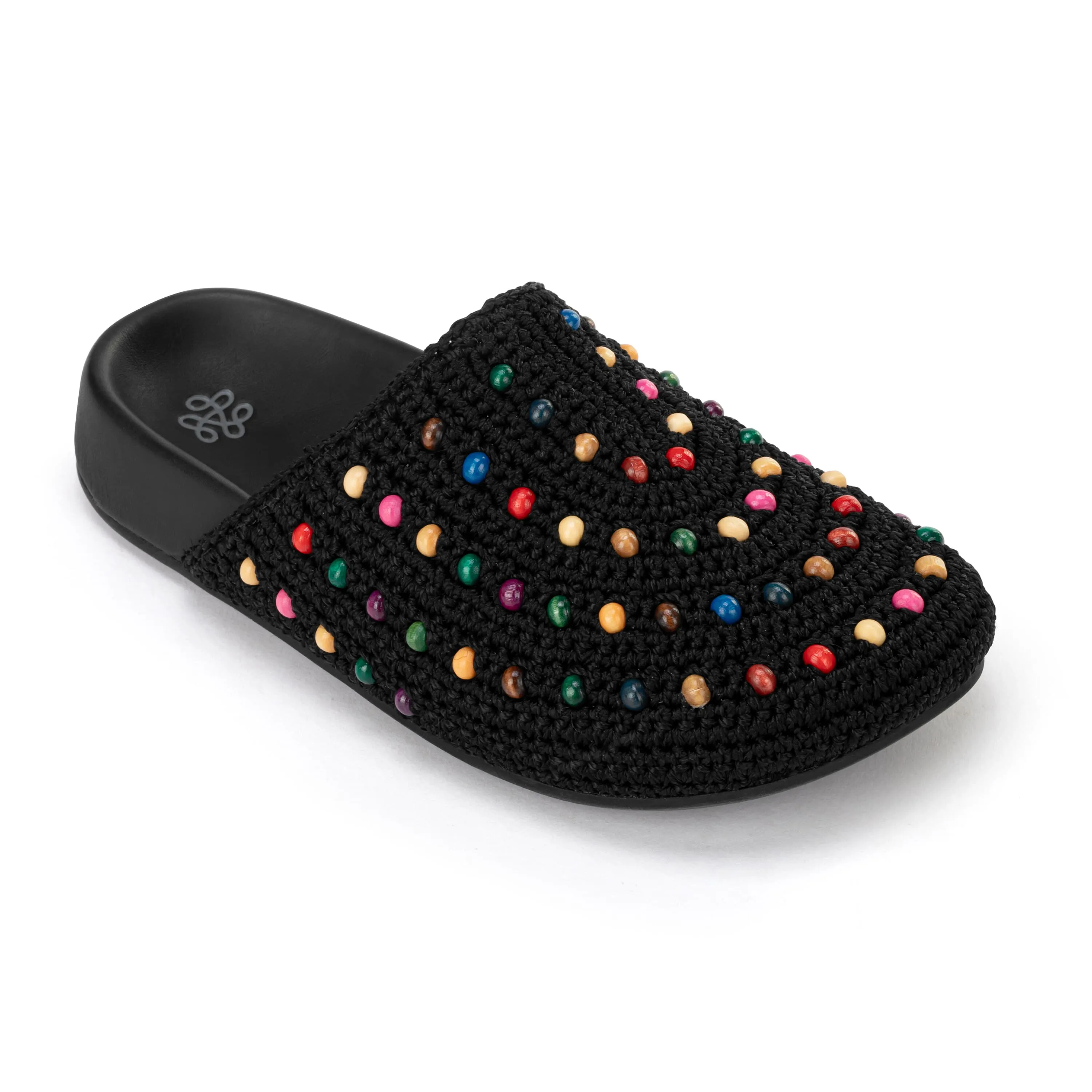 Bolinas Clog - Kids - Hand Crochet - Black Multi Beads Street Ball Grace Walk