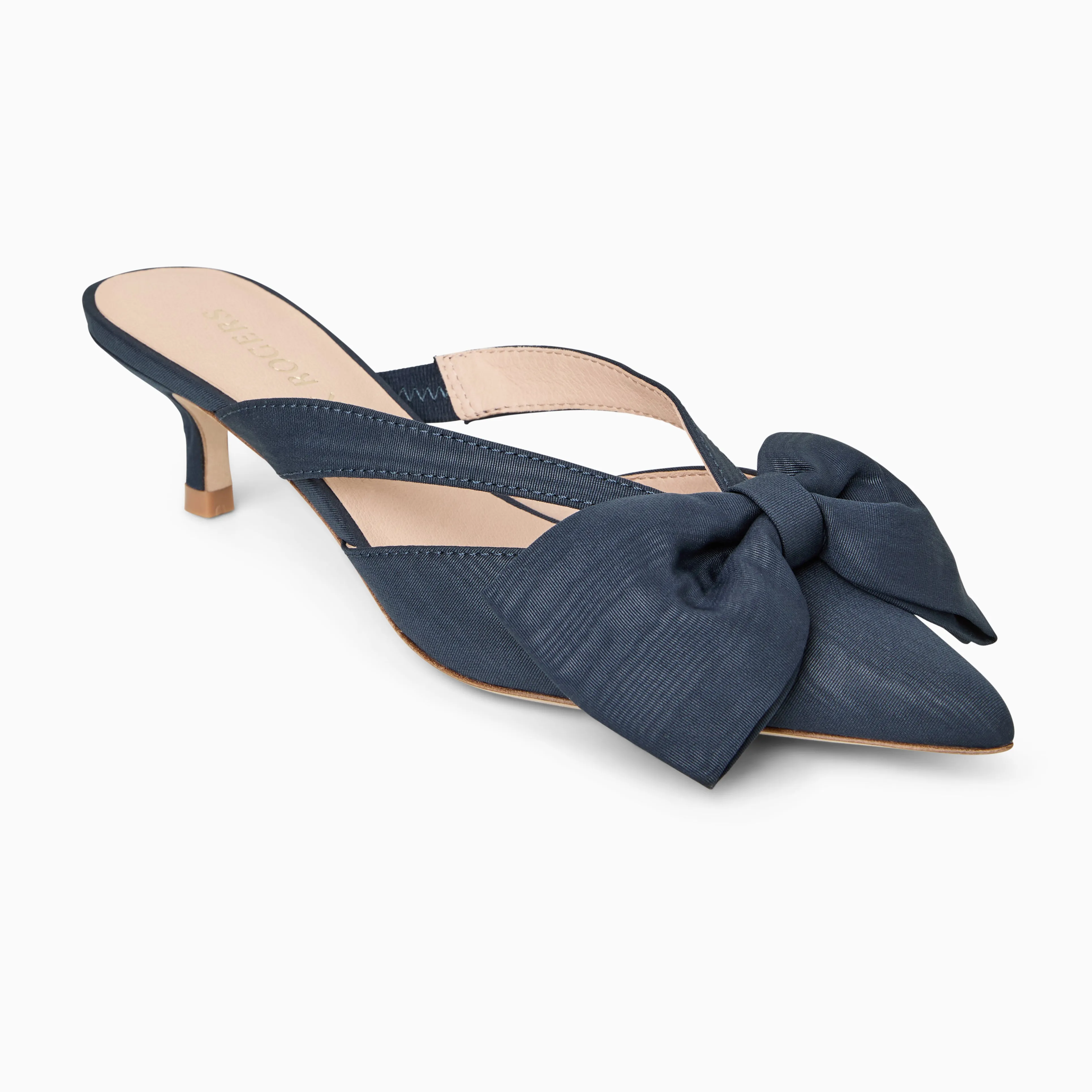 Earth Tone Cynthia Bow Kitten Heel Mule
