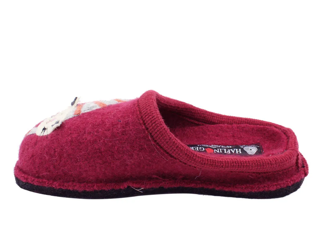 Haflinger Slippers Flair Choupette Cat Burgund Lace Up Style
