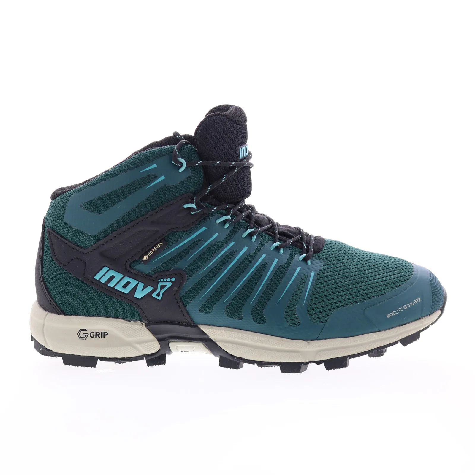 Inov-8 Roclite G 345 GTX 000803-GNBK Womens Green Synthetic Hiking Boots Flexible Movement Thick Grip