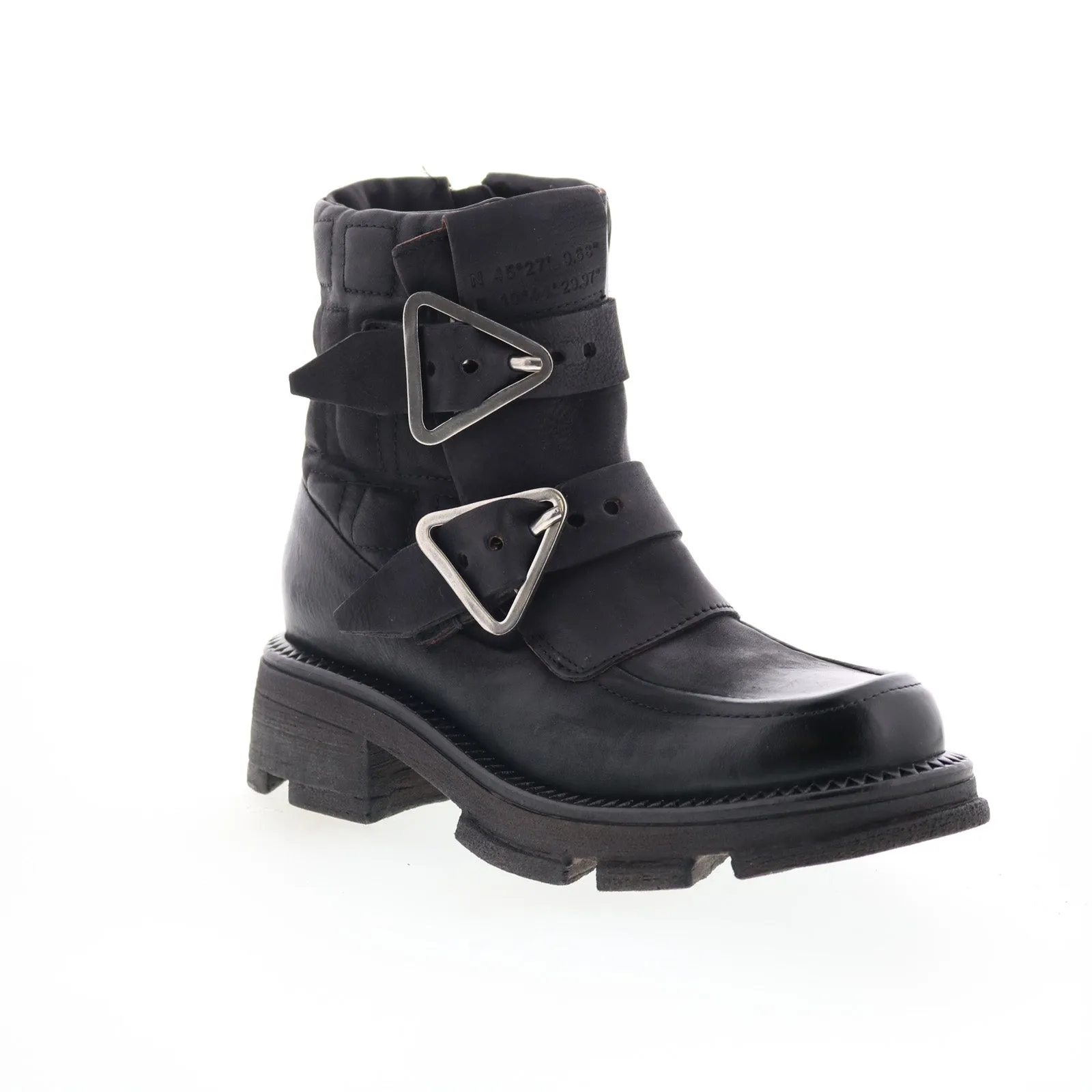 High Arch Cushioned Footbed A.S. 98 Loman Womens Black Leather Zipper Casual Dress Boots