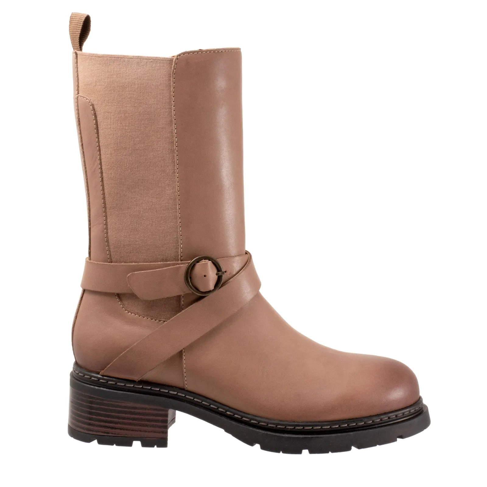Softwalk Neenah S2255-063 Womens Brown Wide Leather Casual Dress Boots Everyday Pair Crisp Finish