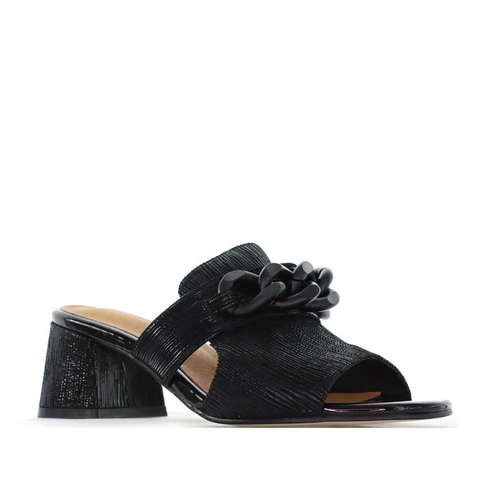 BRESLEY ADDER BLACK SHIMMER Lace Up Fashion Stiletto Sandals
