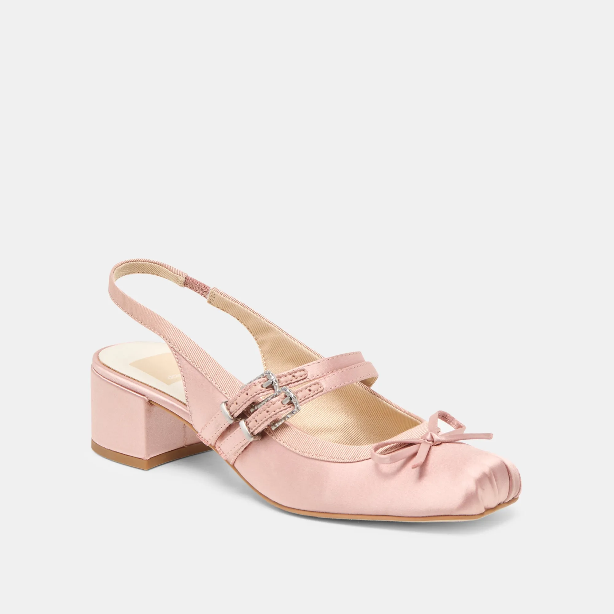 LORIS HEELS BLUSH SATIN Flexible Material Sleek Leather Pumps