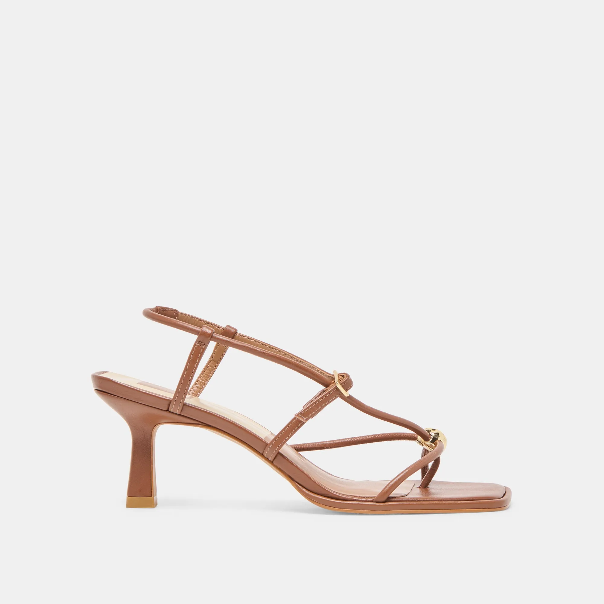 Tuxedo Party Shoes MYLEE HEELS COGNAC LEATHER