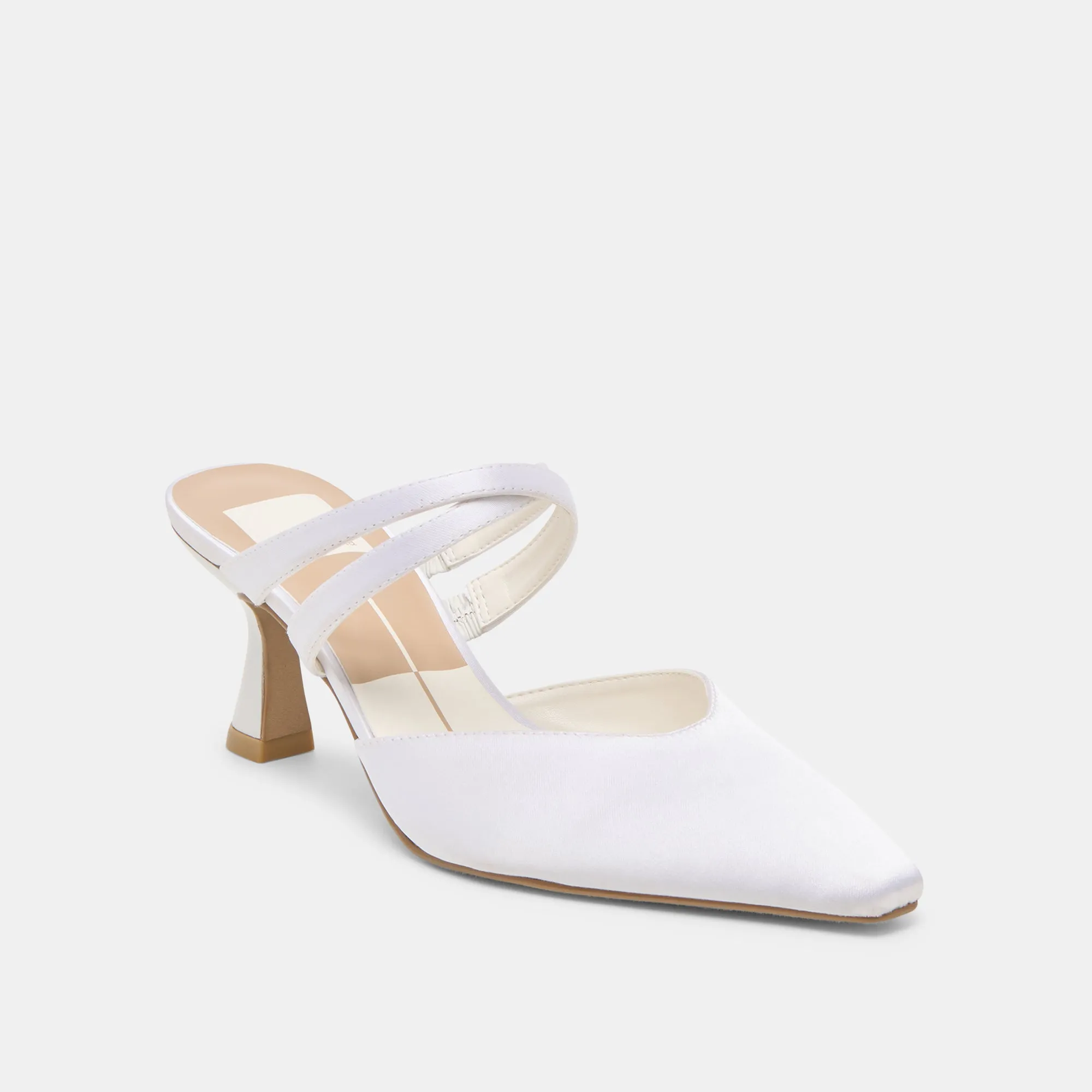 Comfortable Platform Heels Holiday Heels LINORE HEELS TRUE WHITE SATIN