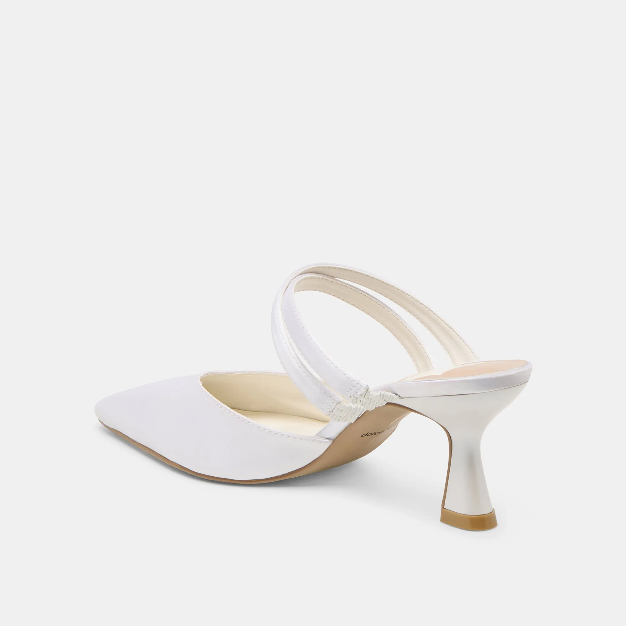 Comfortable Footbed Embellished Wedding Shoes LINORE HEELS TRUE WHITE SATIN