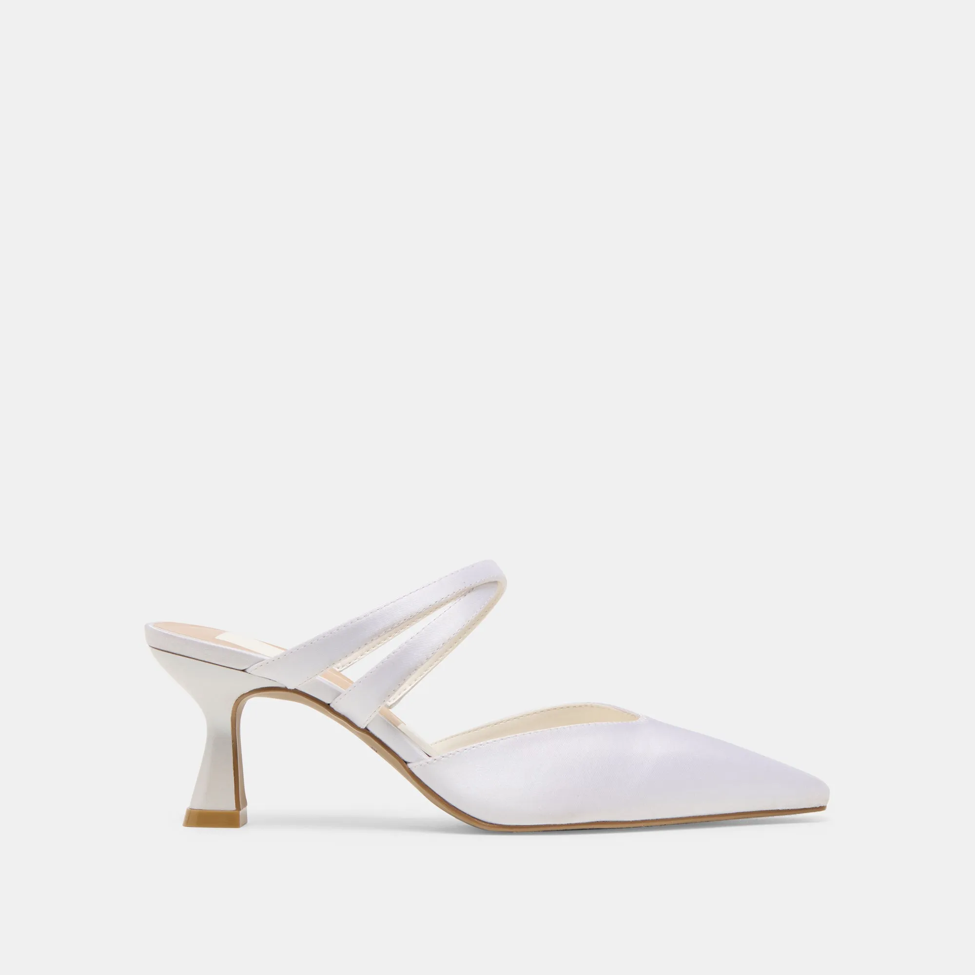 LINORE HEELS TRUE WHITE SATIN Peep Toe Pumps Comfortable ankle support