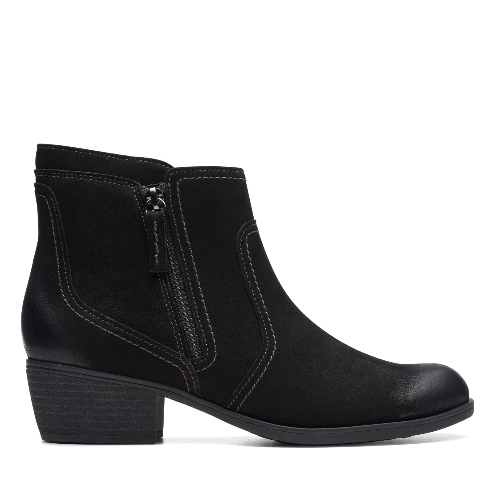 Textile Lining Premium Performance Clarks Charlten Ave 26174174 Womens Black Nubuck Zipper Ankle & Booties Boots