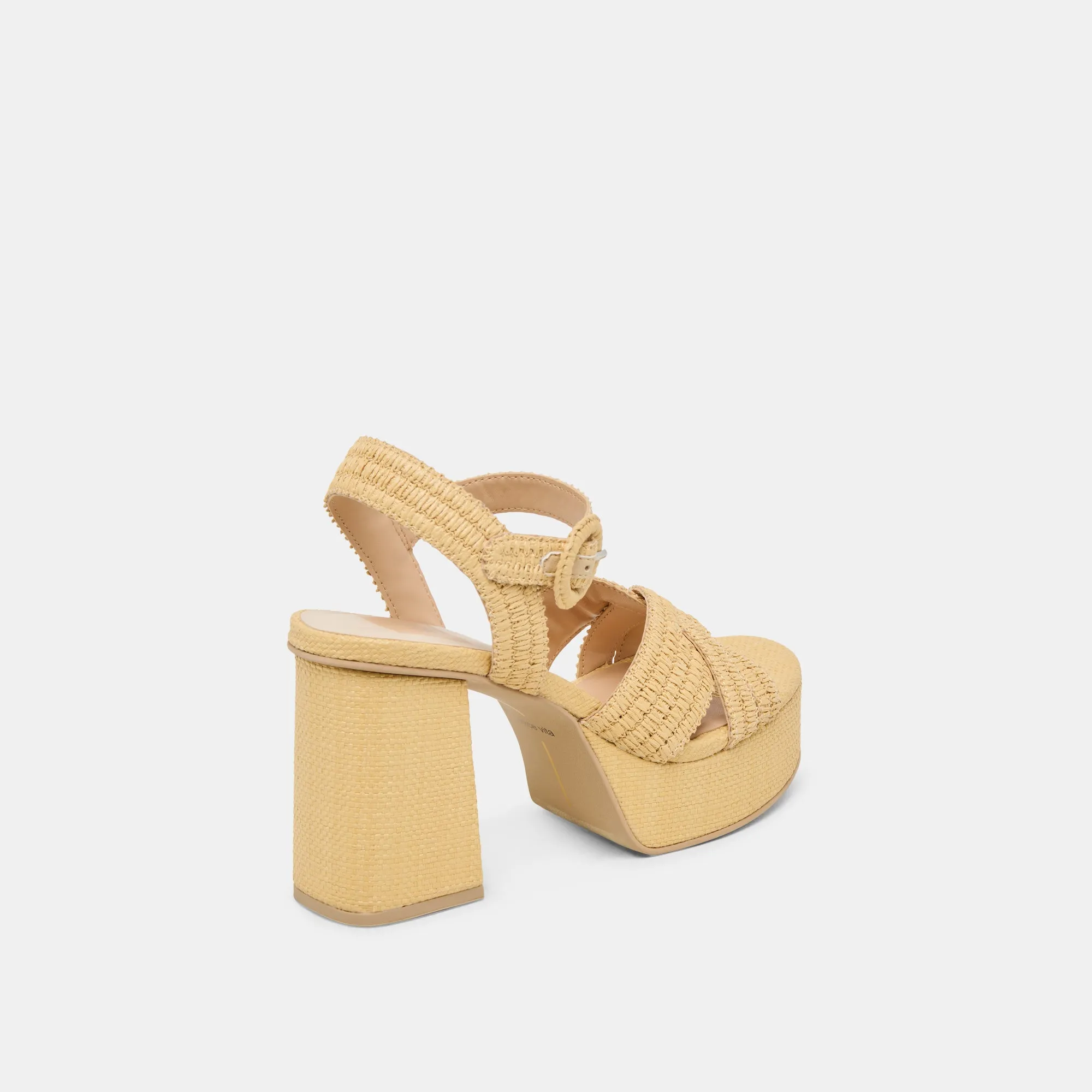 Adjustable Straps Chunky Heels BETY HEELS LT NATURAL WOVEN RAFFIA