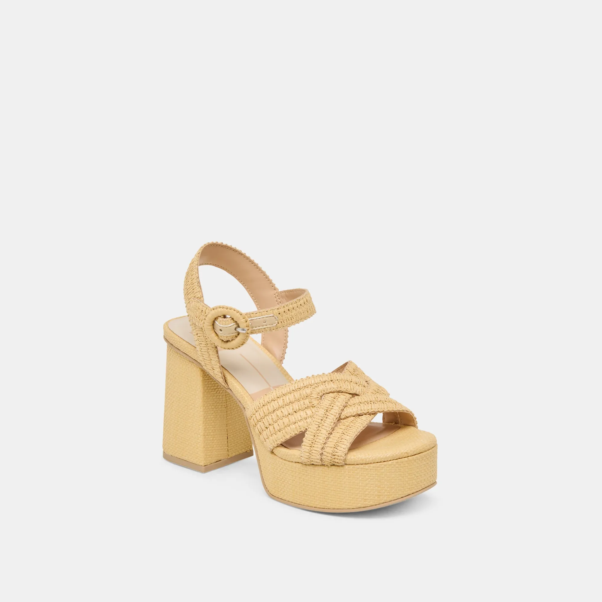 BETY HEELS LT NATURAL WOVEN RAFFIA Wide Strap Heels