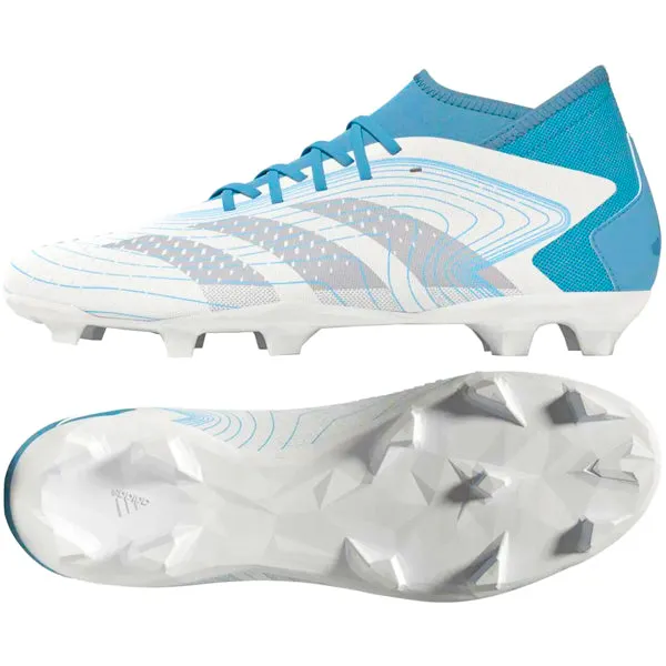 adidas Predator Accuracy.3 Firm Ground Soccer Cleats (White/Grey/Preloved Blue) Light Structure