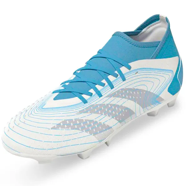 Air Flow adidas Predator Accuracy.3 Firm Ground Soccer Cleats (White/Grey/Preloved Blue)