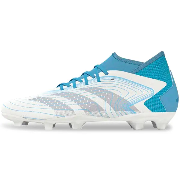 adidas Predator Accuracy.3 Firm Ground Soccer Cleats (White/Grey/Preloved Blue) Match Ready dry weather