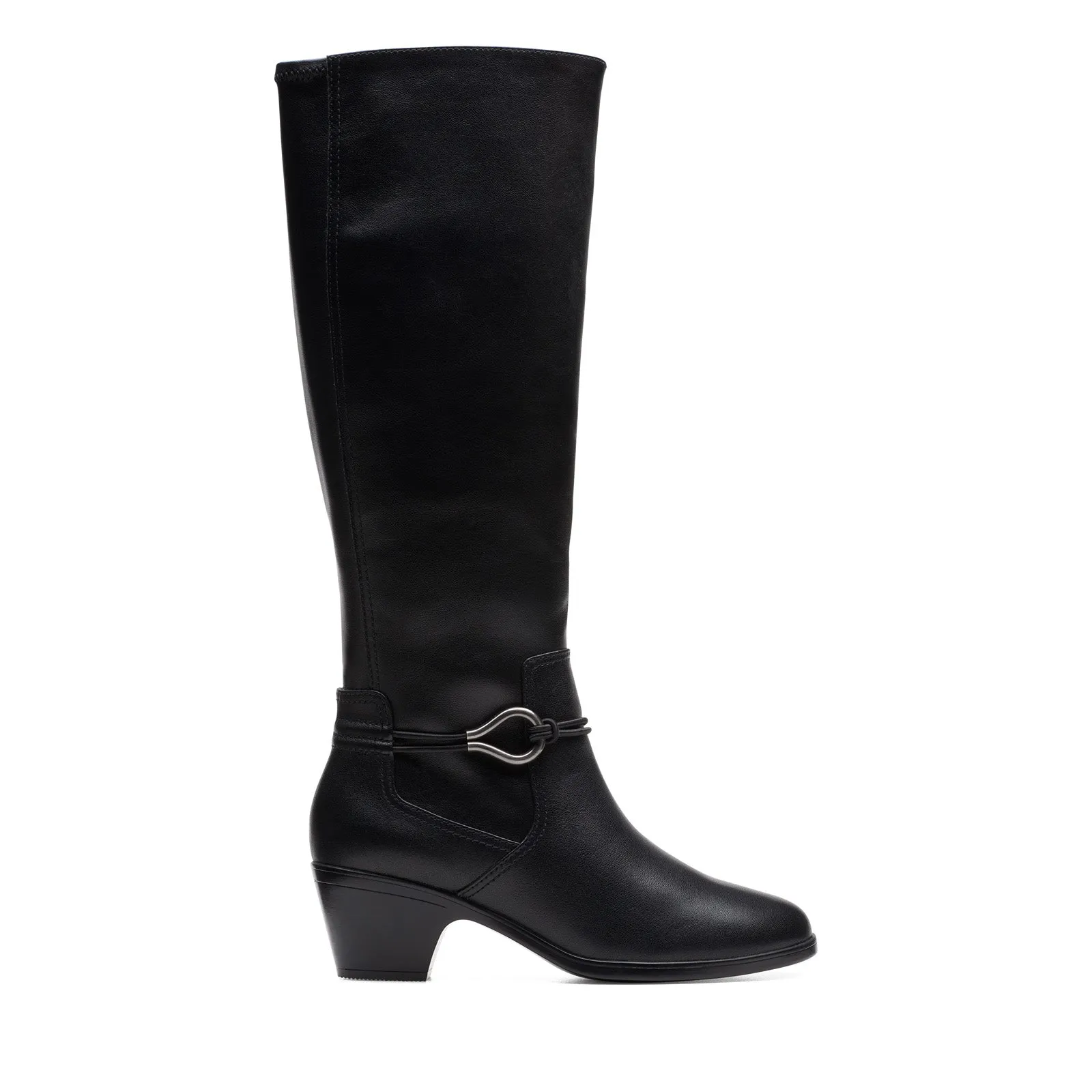 Hiking Boots soft feel Clarks Emily 2 26174083 Womens Black Leather Zipper Knee High Boots