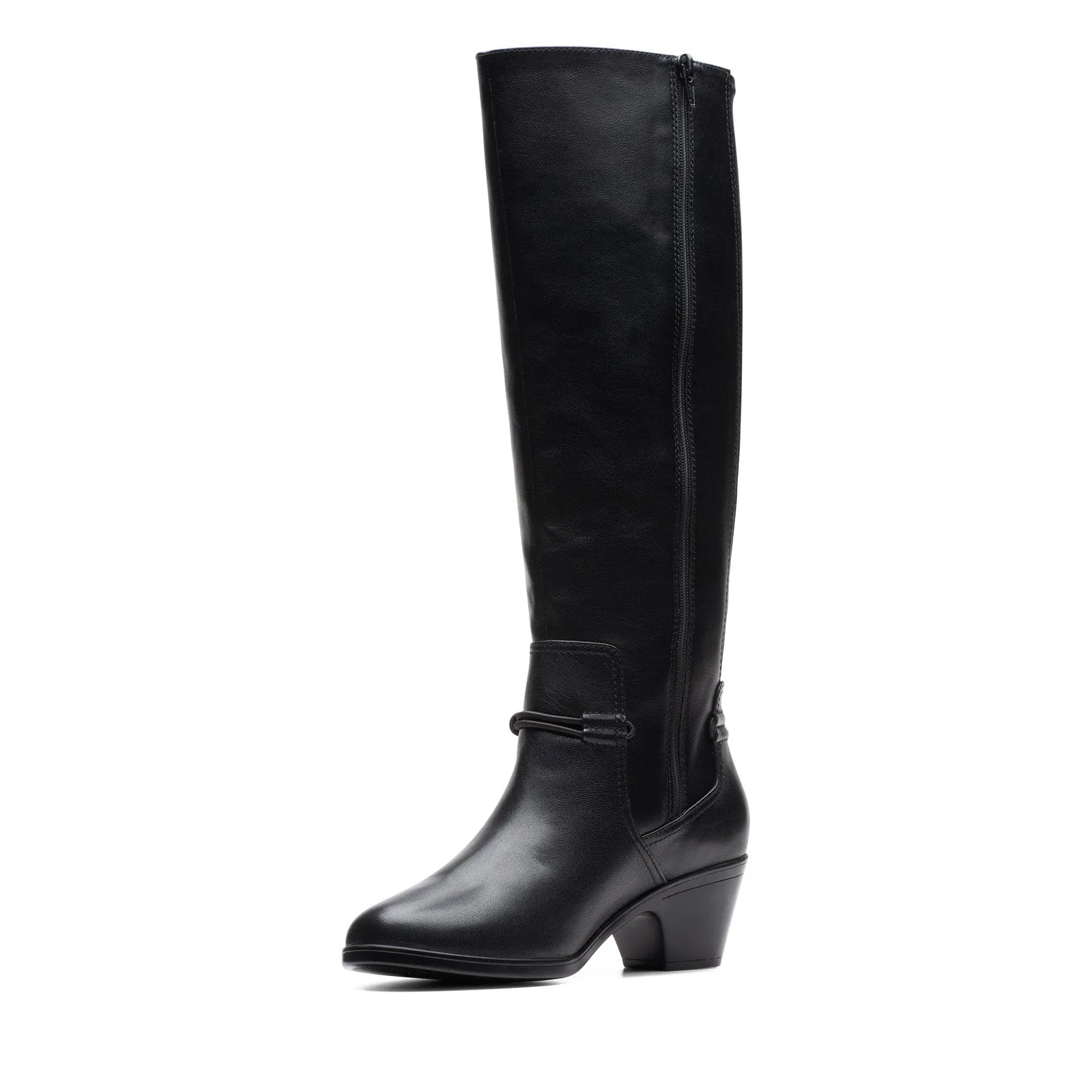 Business Meeting Clarks Emily 2 26174083 Womens Black Leather Zipper Knee High Boots